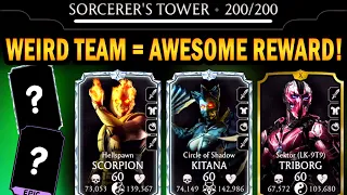 MK Mobile. My Final Fatal Sorcerer Tower 200 RANDOM TEAM Fight. My Final Free Diamond.