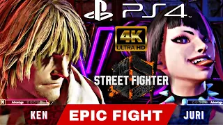 Street Fighter 6 PS4 KEN VS JURI Epic Fight 4k 60FPS