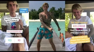 Justin Bieber trying to be doctor to his mom Pattie Mallette injured leg in Maldives - January 2018