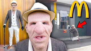 UNDERCOVER As An OLD MAN at McDonalds Drive Thru PRANK