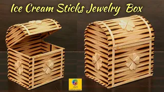 Handmade jewelry box design with Ice Cream sticks | handcrafted jewelry box Decoration design