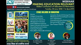 Making Education Relevant-Global Confluence of Educators &Motivators by ICSI-30th June 2020
