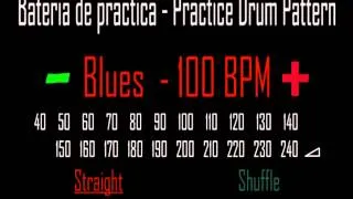Bateria de practica / Practice Drum Pattern - Blues Straight - 100 BPM