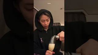 ryujin drinks "champagne" on live