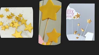 How to make a Fondant stars/ Fondant Moon/ golden paint for cake toppers