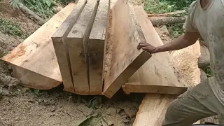 Skill of Chainsaw Operator ! Beautiful wood cutting skill