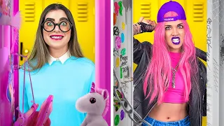 ¡BUENA ESTUDIANTE VS. MALA ESTUDIANTE! ¡Tipos de estudiantes! Cómo ser popular por 123 GO! CHALLENGE