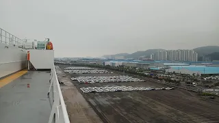 Car carrier loading in korean port