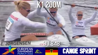 K1 Women 200m Final | JØRGENSEN Emma CHAMPION | European Championships Munich 2022