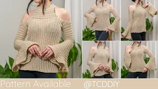 How to Crochet: Cold Shoulder Bell Sleeve Top | Pattern & Tutorial DIY