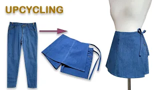 DIY 청바지를 치마바지로 리폼/Making skirt pants/Upcycling Jeans/청치마/옷만들기/Denim Refashion