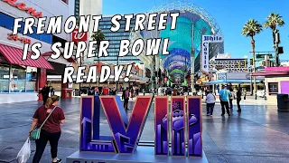 Fremont Street Experience & Circa Resort Super Bowl 2024 Ready | Walking Downtown Vegas