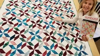 Sunburst? More Like... FUNburst!!! Sew Pretty Half Square Strip Tube Quilt Tutorial :)