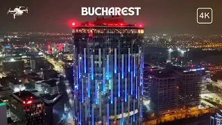 4K Bucharest Romania | SKY Tower | Promenada Mall | City Skyscrapers | Night Footage