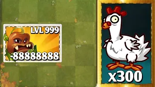 All Plant 999 Level VS 300 Chicken Zombies || Who Will Win || Pvz2