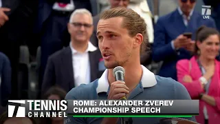 Alexander Zverev's 2024 Rome Championship Speech | 2024 Rome Final