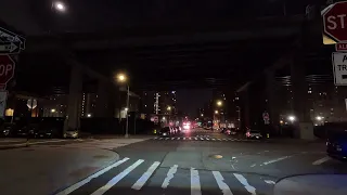 4K Driving from New York City Borough Boro Manhattan LES Lower East Side to Queens Night ASMR