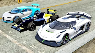 Koenigsegg Jesko vs Minardi F1 1991 vs Bugatti Chiron - Old Spa