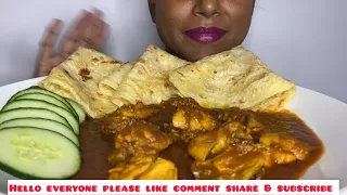 ASMR|MUKBANG EATING SPICY CHICKEN CURRY AND ROTI