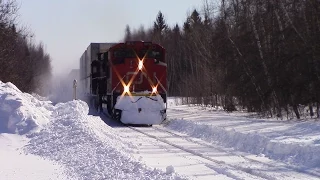 Blizzard! Winter 2015 Railfanning - CN Stack Train 121 at Berry Mills, NB (Feb 17, 2015)