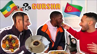 MY AMERICAN FRIEND TRIES ETHIOPIAN / ERITREAN FOOD FOR THE FIRST TIME *HILARIOUS* + HABESHA MUKBANG