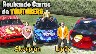 ROUBANDO CARROS DE YOUTUBERS NO GTA 5 !! (Incrível)