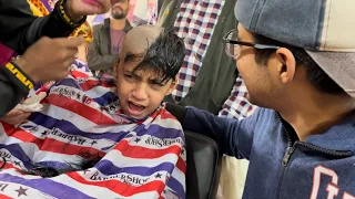 Chote Bhai Ko Takla Kar Diya 😱 *ANGRY REACTION* Cute Boy Crying During Haircut ‼️