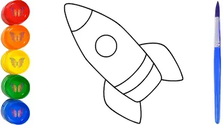 Как нарисовать и раскрасить ракету / Раскраски Малышам