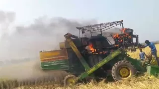 Harvester burning out