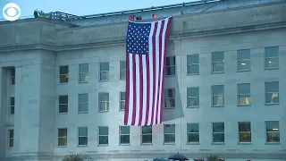 American flag unfurled at Pentagon in remembrance of 9/11