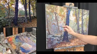 KYLE BUCKLAND  Landscape Oil Painting Art DEMONSTRATION Impressionism Demo AUTUMN TREES Time Lapse