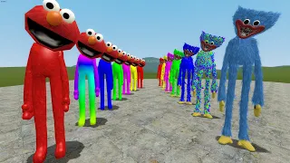 ELMO ALL COLORS VS HUGGY WUGGY ALL COLORS in Garry's Mod!