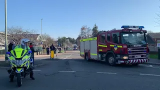 UK fire engines in Ukraine support convoy with Police motorbike escort footage