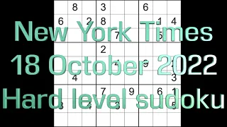 Sudoku solution – New York Times sudoku 18 October 2022 Hard level