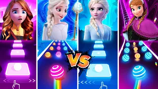 FROZEN 3 Elsa & Anna VS FROZEN Elsa & Anna - Tiles Hop & Dancing Road! Let It Go | Into The Unknown!