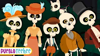 Cinco esqueletos bailando | Dibujos animados de miedo para niños | Pueblo Teehee