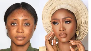 NIGERIAN BRIDAL MAKEUP AND GELE TRANSFORMATION TUTORIAL