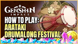 How To Play Arataki Drumalong Festival Day 1 Event Guide | Blossoms Of Summer Night | Genshin Impact