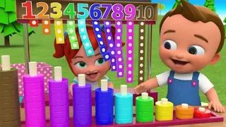 Little Babies Fun Play Learning Numbers for Children with Wooden Rings Numbers || Toy Set 3D Kids