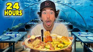 Eating At The Most UNUSUAL Restaurants For 24 Hours...