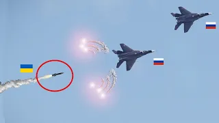 Scary moment! Three Russian Mig-29 pilots were shot down by a missile and died instantly