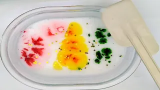 Making Satisfying Glossy Crunchy ASMR Slime Mixing Red Yellow Green and Star Glitter