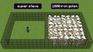 1000 iron golems vs 1 super steve (but steve has all effects)