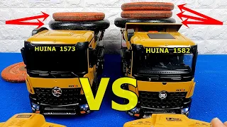 Rc Huina Truck 1573 573 Versus Vs 1582 582 Power Super Test Dump Trucks Camion RC Metal Light kit