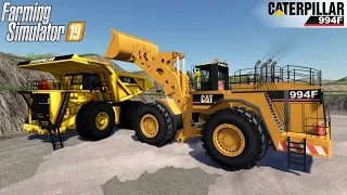Farming Simulator 19 - CAT 994F Giant Wheel Loader Loads Gravel To A Mining Dump Trucks