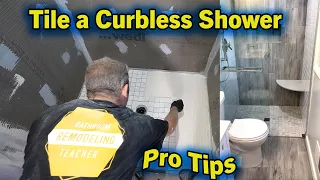 Tile a curbless shower 🚿| Pro tips | PLAN LEARN BUILD