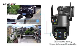 LS VISION Triple-lens Dual-screen WIFI 10X Optical Zoom  Security IP Camera