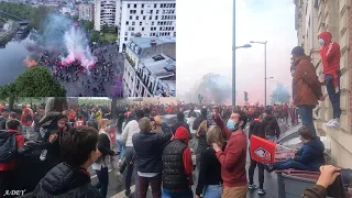 FIESTA et Féria à Lille pour célébrer la victoire du LOSC ( champions !! ), Ligue 1-2021 , DRONE 4K