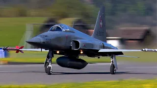 F-5 Tiger, F-18 Hornet and AS332 Super Puma ops - Meiringen Air Base Switzerland