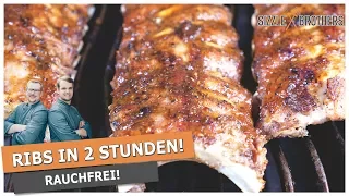 Spareribs vom Grill - Rauchfreie Ribs in 2 Stunden !